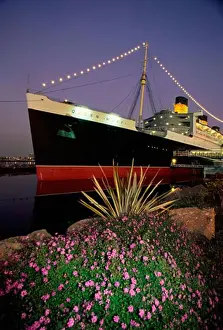 Queen Mary docked at a port, Long Beach, California, USA