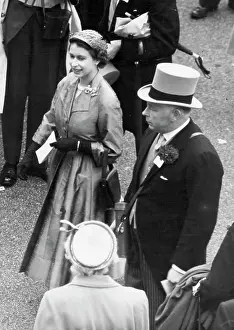 Royal Prints: The Queen Wins Hunt Cup At Ascot -- Her Majesty the Queen with the Duke of Norfolk in the Unsaddling Enclosure after