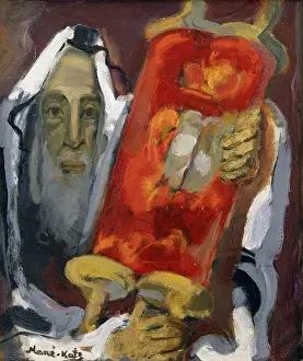 Mature Adult Prints: The Rabbi. Mane-Katz (1894-1962). Oil on canvas laid on board. 20 x 19in