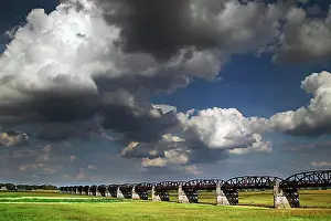 Bicycle Prints: Railway bridge over the Elbe, Elbe floodplain
