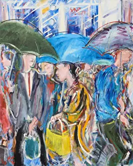 Weather Prints: Rain, Herald Square, 2003, Richard H. Fox (b.1960/American), Oil on Canvas