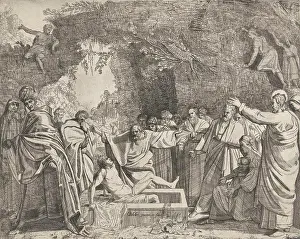 Astonished Prints: Raising of Lazarus, Gerrit Bleker, Claes Jansz. Visscher (II), 1622 - 1656