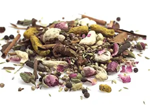 Ingredient Prints: Ras El Hanout, Spice From Marocco Against White Background