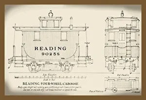 Rail Prints: Reading Four-Wheel Caboose, Railroad