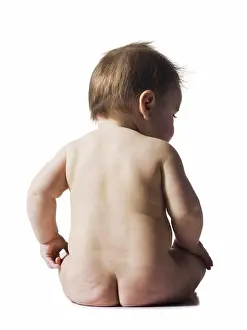 Model Release Prints: Rear view of naked baby