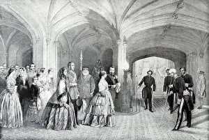 Monarch Prints: Reception at Windsor castle in 1855 for Emperor Napoleon III of France (seen here with Queen Victoria)