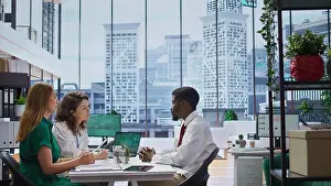 Recruitment Prints: Recruitment team conducts an interview with a professional job applicant