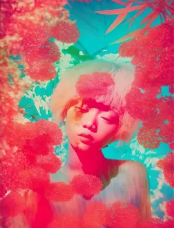 Cyberspace Prints: Red AI-inspired ethereal beauty with Asian models
