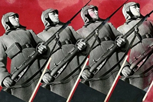 1930 Prints: Red Army Men, Stepanova, Varvara Fyodorovna (1894-1958)