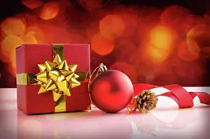 Festive Prints: Red Christmas decoration with ball tape