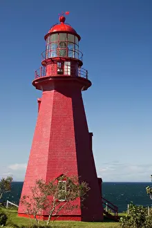 Quebec Prints: Red Lighthouse, Gaspe Bay, Quebec, Canada