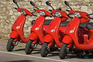 Tuscany Prints: Red motos for rent, Radda in Chianti, Tuscany, Italy