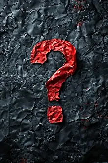 Letter Prints: A red question mark is on a black background