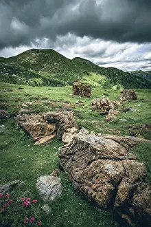Hike Prints: Red rocks at the red castle, Nockberge Biosphere Park, Carinthia, Austria, Europe