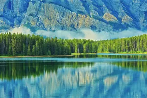 Prairie Prints: Reflection of Mt. Rundle in Two Jack Lake Banff National Park Alberta Canada