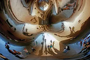 Large Group Prints: Reflection underneath Chicago Bean or Cloud Gate on the AT&T Plaza. Chicago, Illinois, USA