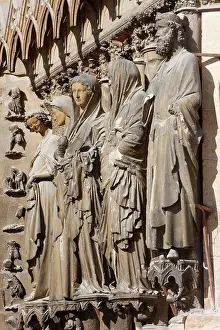 Gothic Prints: Reims cathedral west wing statues : Angel of Annunciation and Virgin Mary