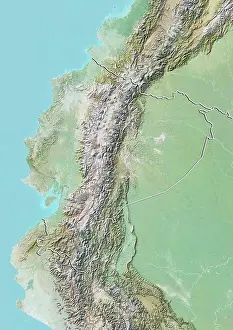 Ecuador Prints: Relief map of Ecuador (with border)