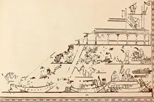Soldiers Prints: relief from Tell el-Amarna, showing the Royal Quay with boats. 18th Dynasty, 1348-1336 BCE