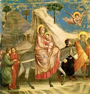 Gothic Prints: Religious illustration with Holy Family by Giotto di Bondone