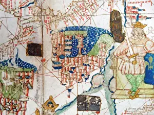 Southern France Prints: Renaissance map of Europe, Jacopo Russo, 1528, detail of Avignon and Southern France