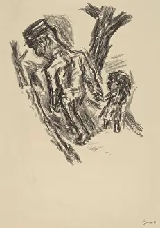Leading Prints: René Beeh, Man Leading a Little Girl, 1921 Man Leading a Little Girl