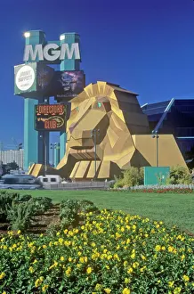 Nevada Prints: Replica of lion at the Entrance of the MGM Grand Hotel, Las Vegas, NV