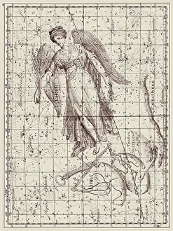 Stars Prints: A representation of the Zodiacal constellations of Virgo and Libra from Johann Bode's Uranographia