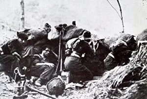 Republic Prints: Republican soldiers shelter in a trench during the Campaign of Gipuzkoa