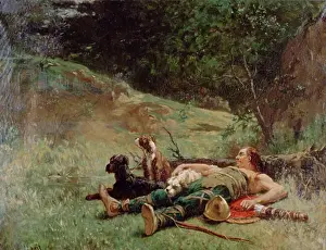Three Animals Prints: The rest of a Hunter with Dogs