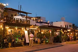 Cafe Prints: Restaurants near quay at promenade in the evening, Kardamena, Kos, Greece