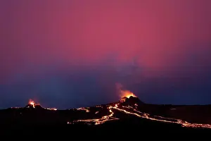 Geography Prints: Reykjanes Peninsula, Iceland - April 12th 2021: Volcanic eruption Reykjanes Peninsula Iceland