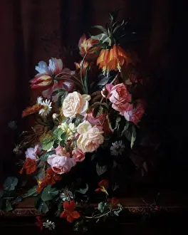 Tulip Prints: A Rich Still Life of Roses, Fritilleria and Nasturium Jean Marie Berthelier (b.1834)