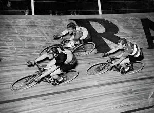 Bicycle Prints: They Will Ride For Six Days -- Three of the riders in the international six-days cycle race at the Empire Pool