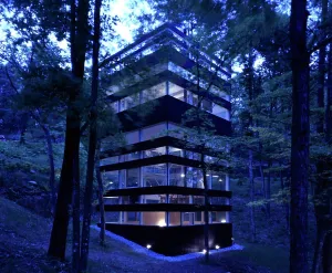 Out Of Doors Prints: ring house exterior view - twilight
