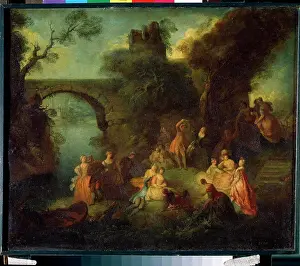 Rowing Boat Prints: River landscape by Pierre-Antoine Quillard