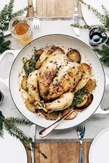 Prepared Prints: Roasted chicken on a table