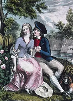 Elegance Prints: Robert Burns and his Highland Mary, Currier and Ives, colour lithograph, (1857-1907)