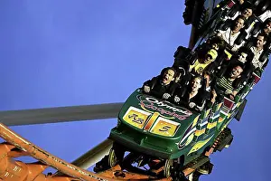 Beer Prints: Roller coaster funfair ride, Oktoberfest, Munich, Upper Bavaria, Germany, Europe