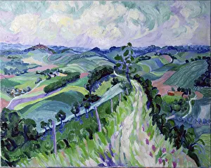 Rural Scene Prints: The Roman Road, Lavaur Josephine Trotter (b.1940/British) Oil on canvas