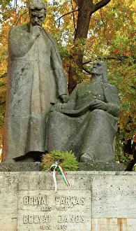 Mathematics Prints: Romania, Targu Mures, Farkas Bolyai, Janos Bolyai, Hungarian, Mathematicians, Statue