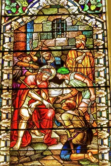 Basilica Prints: Romans Mocking Jesus Christ Stained glass Saint Mary's Catholic Church