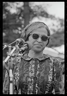 Civil Rights Prints: Rosa Parks speaks at a rally