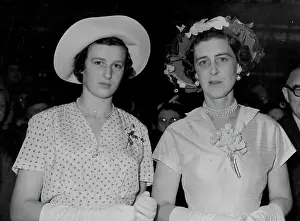 1952 Prints: Rose Day Tour -- Princess Alexandra seen with her mother the Duchess of Kent during a tour of Alexandra Rose Day London