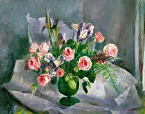 Impressionism Prints: Roses and Iris by Martha Walter