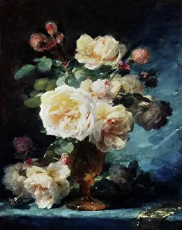 Rose Prints: Roses in a Vase Andre Benoit Perrachon (1828-1909 French)