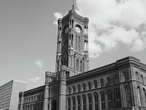 2016 Prints: Rotes Rathaus in Berlin in black and white Rotes Rathaus meaning The Red Town Hall in Berlin