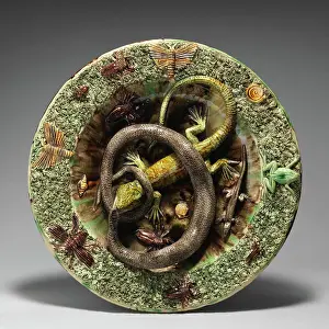 Originally Prints: Round dish with fighting lizard