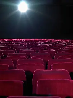Pastime Prints: Rows of empty red cinema seats