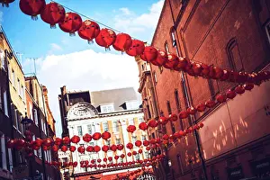 Chinatown Prints: Rows and rows of paper lanterns at Chinatown in London
